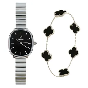 ست ساعت مچی عقربه‌ای کوارتز و دستبند زنانه کد FL-088