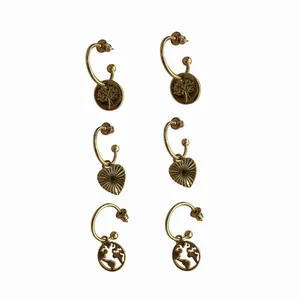 گوشواره زنانه مدل طبیعت بسته ۳ عددی