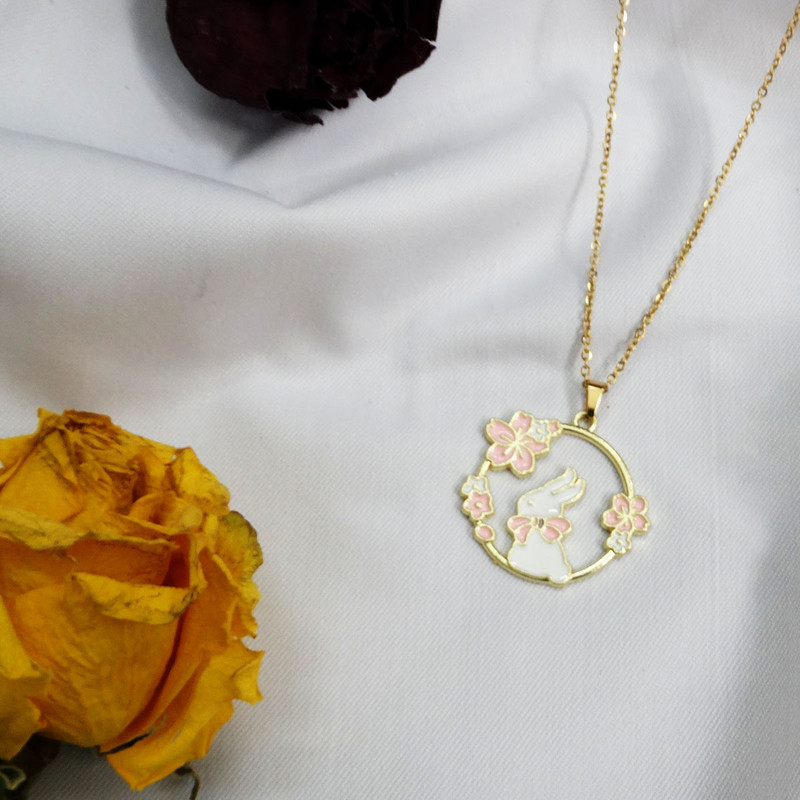 گردنبند دخترانه مدل خرگوش و گل های زیبا کد GZ-Beh-40 گردنبند دخترانه مدل خرگوش و گل های زیبا کد GZ-Beh-40