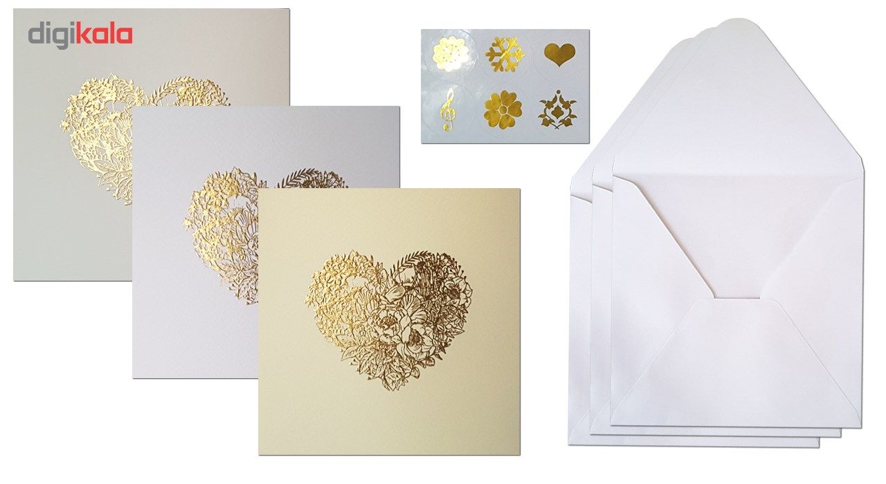 کارت پستال ستوده طرح قلب طلایی کد 053 بسته 3 عددی