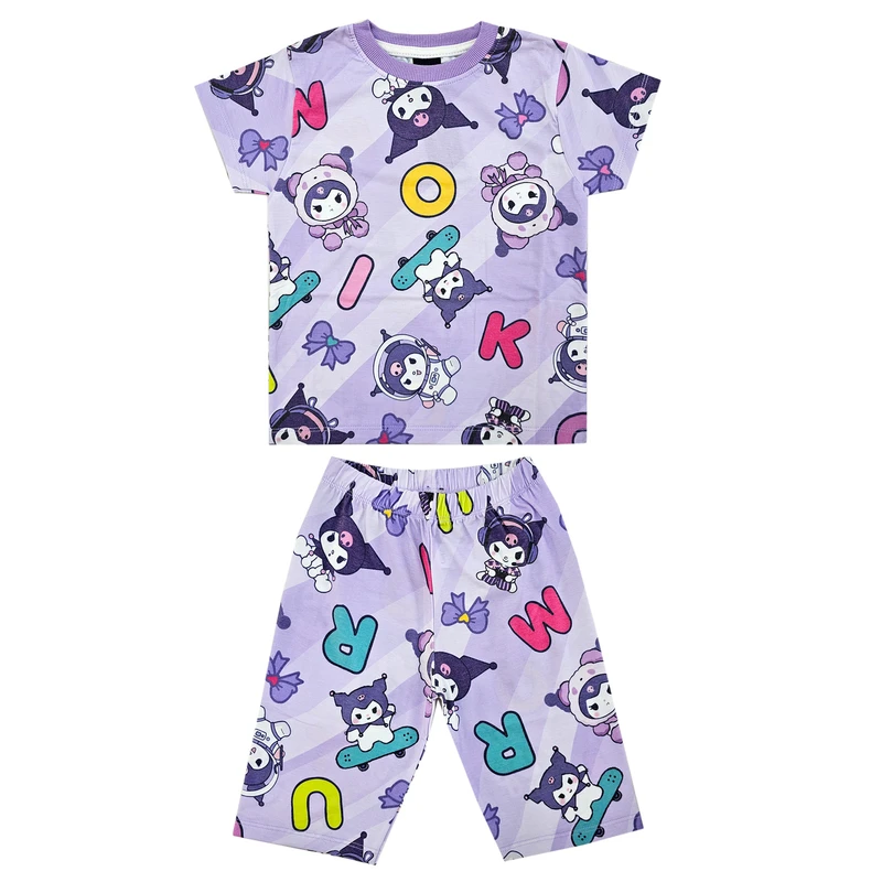 ست تی شرت آستین کوتاه و شلوارک دخترانه مدل کرومی