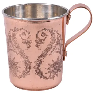 لیوان مسی سنونی طرح راسته بته‌دار مدل 05-09 سایز 14