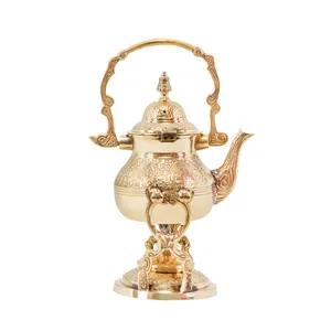 ست قوری برنجی مدل وارمری دسته دار طرح پرنده کد 1248