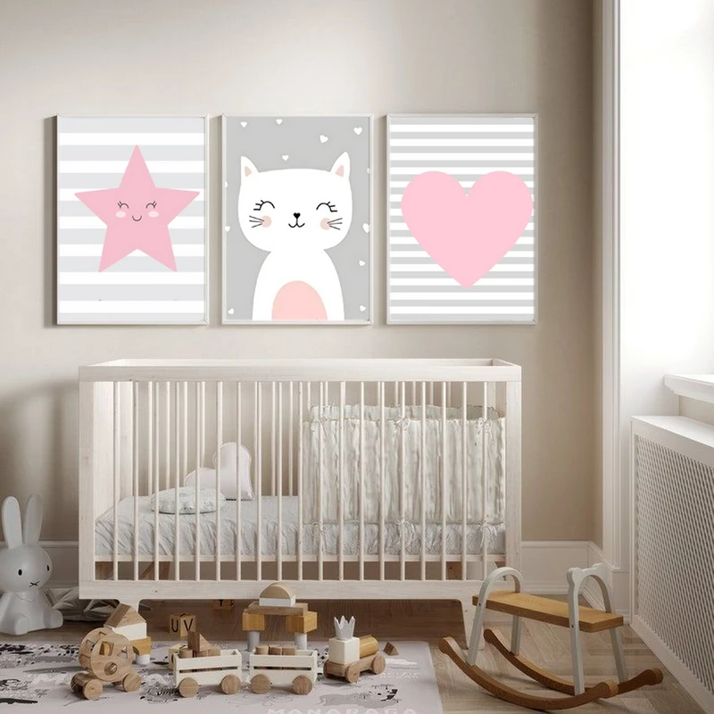 تابلو بکلیت دکوراتیو طرح کودک و مینیمال مدل SI-MR-1038 مجموعه 3 عددی فریم نقره ای