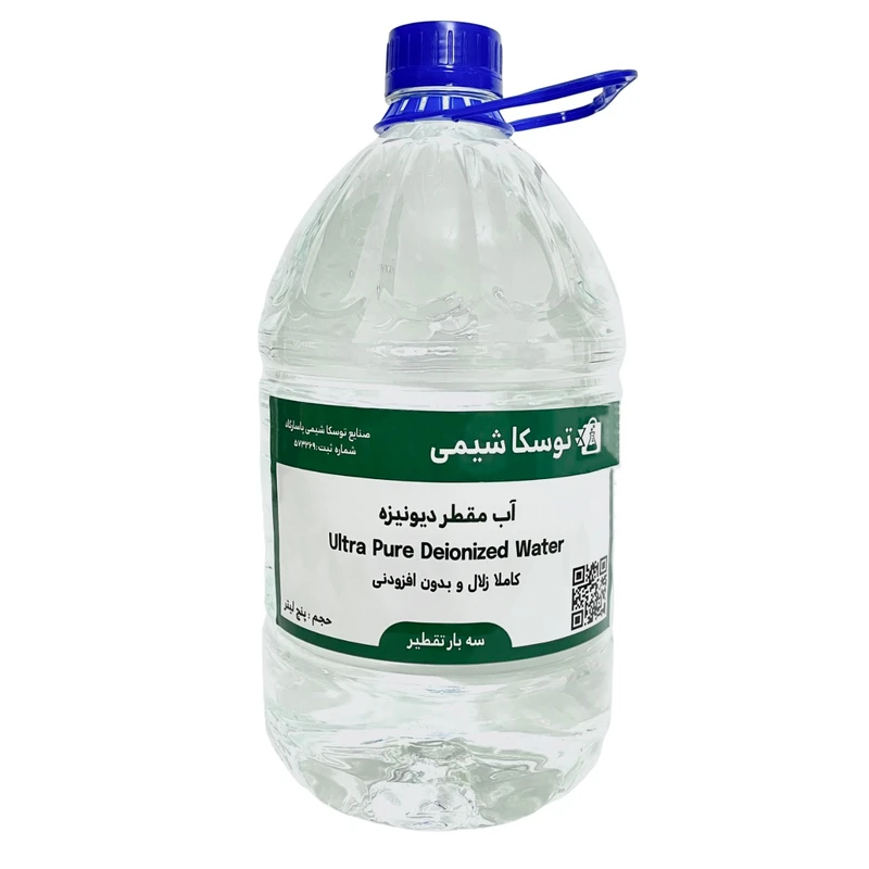 آب مقطر سه بار تقطیر دیونیزه توسکا شیمی مدل TS0 حجم ۵ لیتر