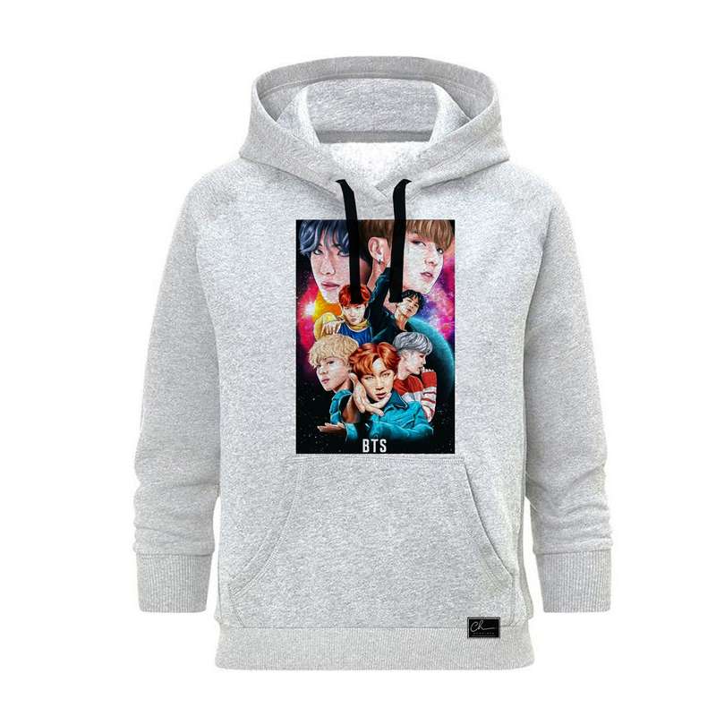 هودی زنانه مدل BTS  کد J17 رنگ طوسی