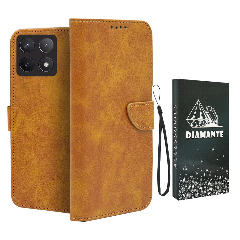 کیف کلاسوری دیامانته مدل Scusa Bk مناسب برای گوشی موبایل Poco F6 Pro به همراه بند آویز