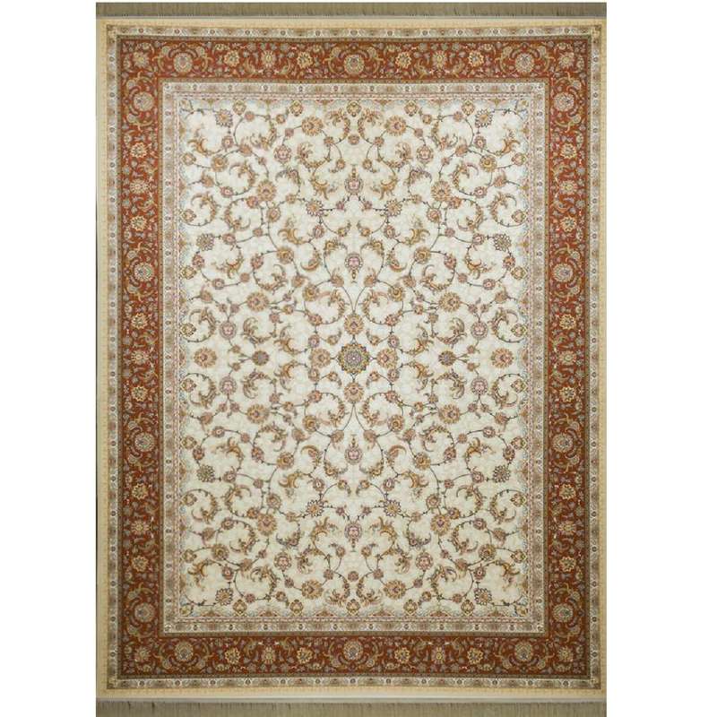 فرش ماشینی افرند کد 2222 زمینه کرم