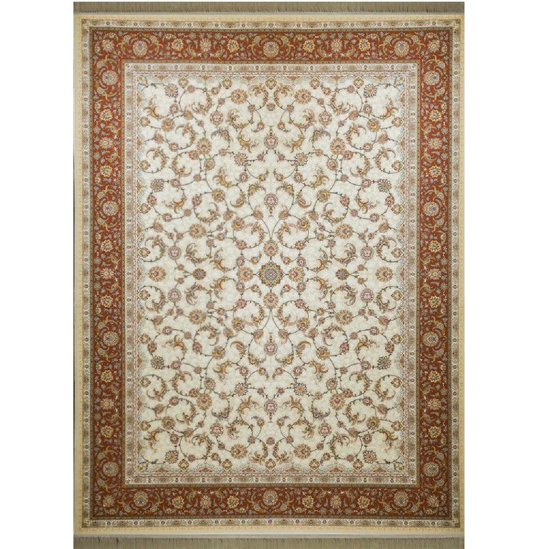 فرش ماشینی افرند کد 2222 زمینه کرم