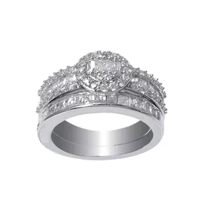 انگشتر زنانه طرح جواهر کد Rsj2 مجموعه 2 عددی