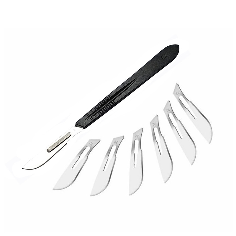 دیته تیغ جراحی مدل SKJREW002369 شماره 4 به همراه تیغ استریل هاینز مدل SGRWQ002369 مجموعه 6 عددی