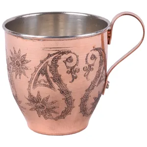 لیوان مسی سنونی طرح شکفته بته‌دار مدل 04-08 سایز 14