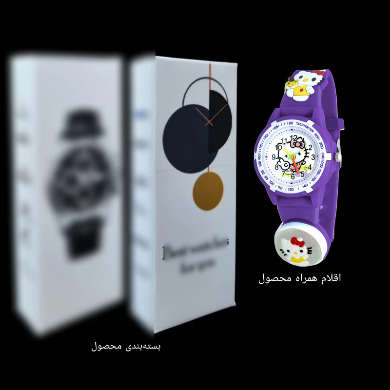 ساعت مچی عقربه ای بچگانه مدل چراغدار بند سیلیکونی ضد حساسیت طرح هلو کیتی کد 3
