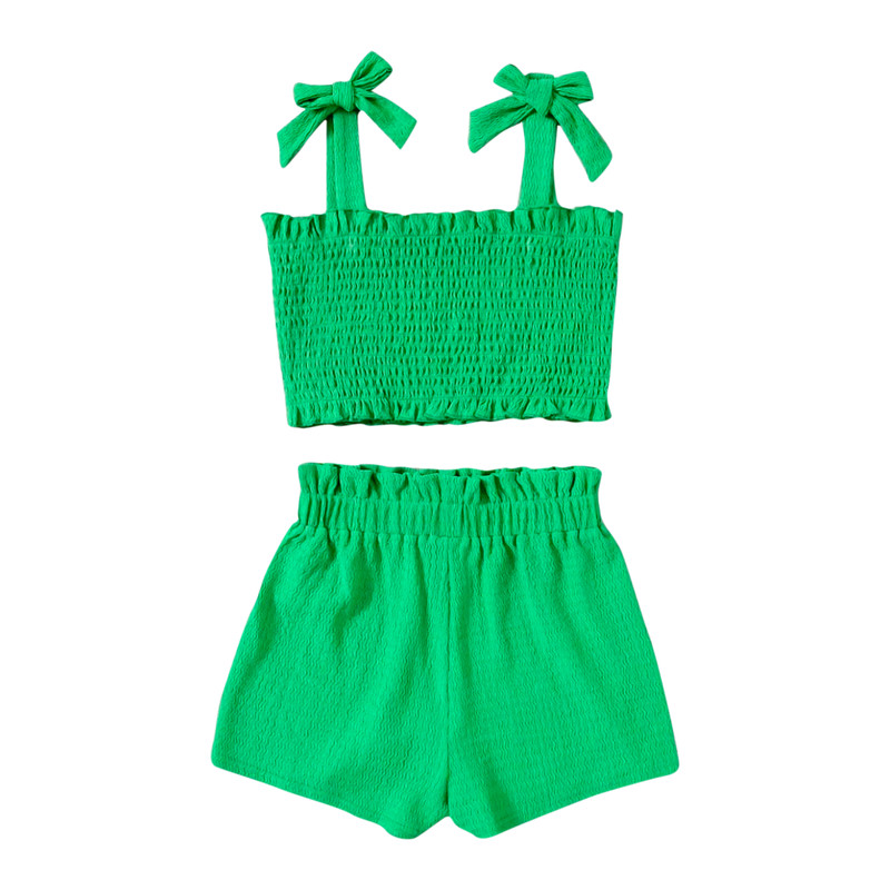 ست نیم تنه و شلوارک زنانه مدل تابستانی رنگ سبز