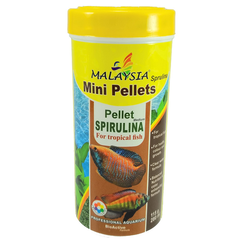 غذای ماهی مالزی مدل mini Pellet Spirulina وزن 115 گرم