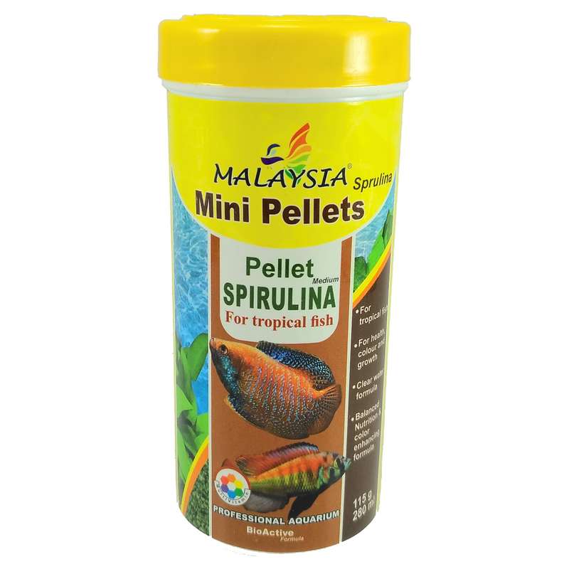 غذای ماهی مالزی مدل mini Pellet Spirulina وزن 115 گرم غذای ماهی مالزی مدل mini Pellet Spirulina وزن 115 گرم