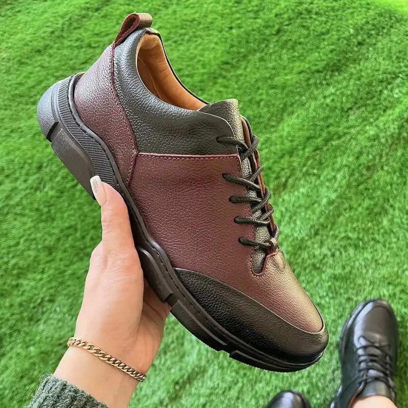 کفش روزمره زنانه مدل چرم طبیعی راینو کد 2305 رنگ زرشکی