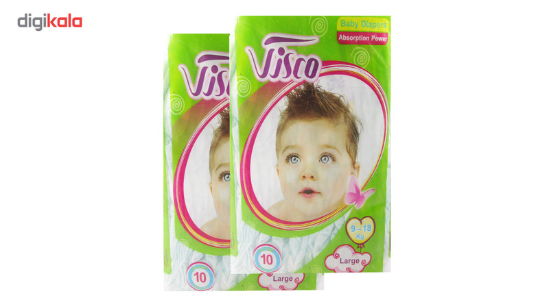 پوشک ویسکو مدل Green سایز 9-18 بسته 10 عددی مجموعه 2 عددی