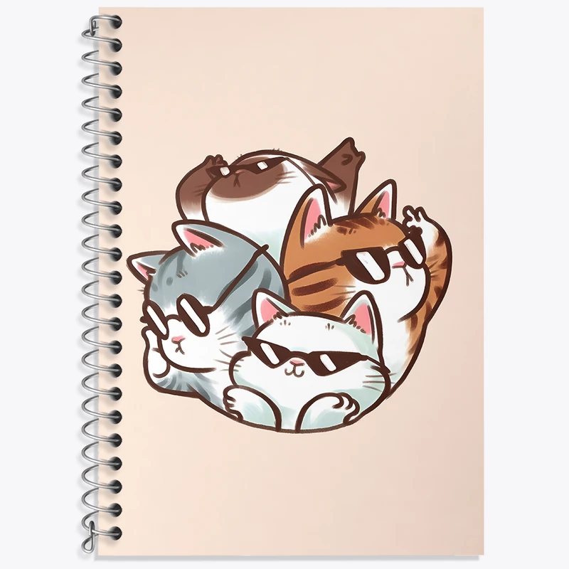 دفتر زبان 50 برگ خندالو مدل دو خط طرح گربه های گنگ کد N5556