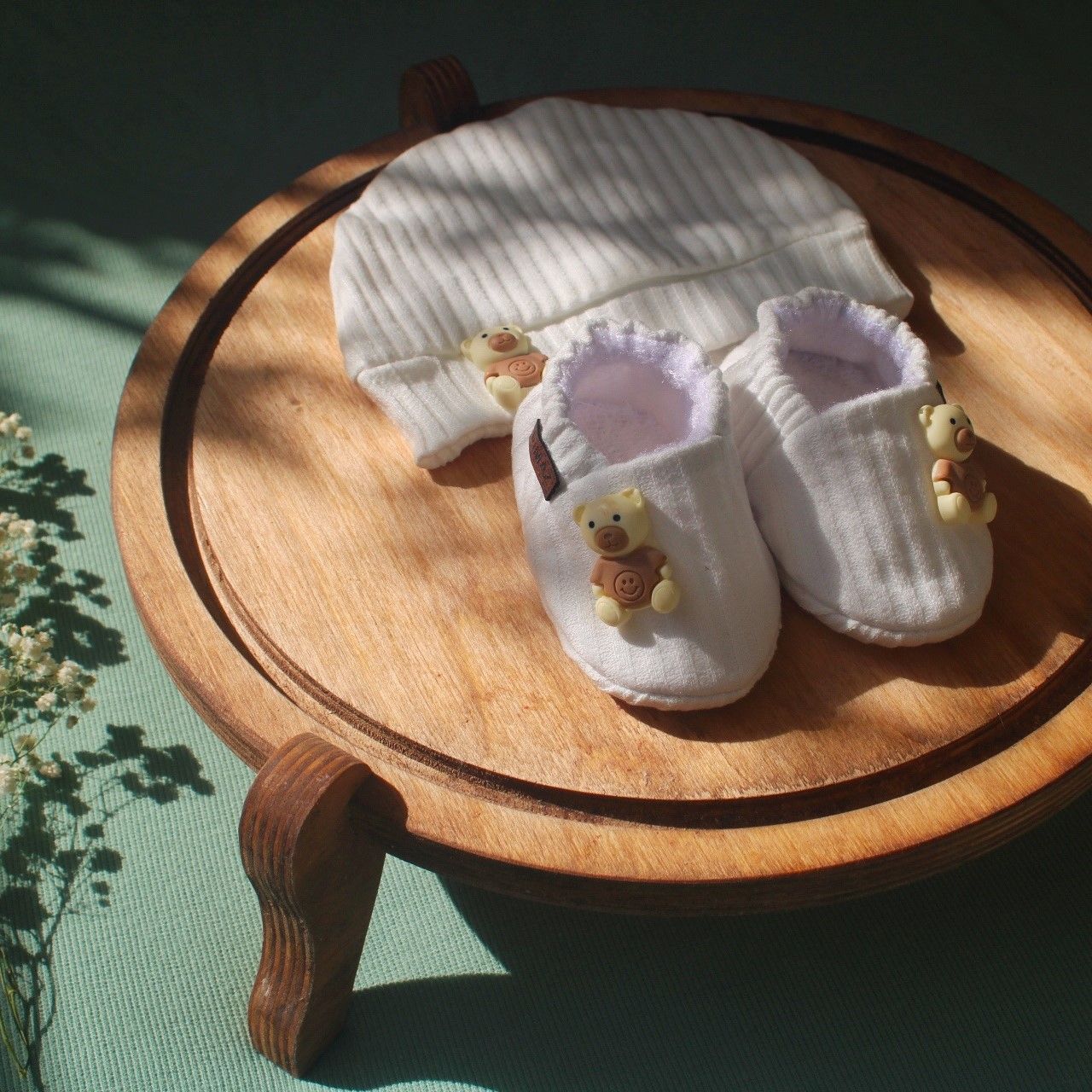 ست کلاه و پاپوش نوزادی ریماز مدل خرسی کد m914 رنگ سفید -  - 9