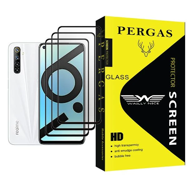 محافظ صفحه نمایش وایلی نایس مدل Pergas Glass MIX003 مناسب برای گوشی موبایل ریلمی 6i (India) بسته سه عددی