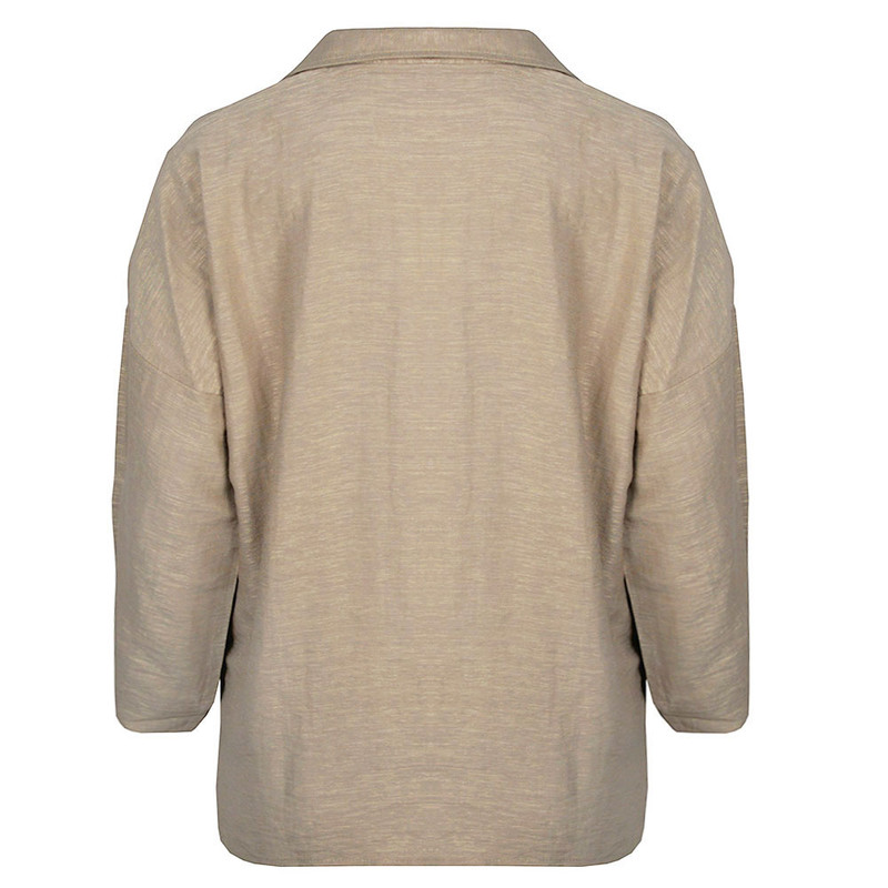 شومیز آستین بلند زنانه مدل 256004509 جیب دار رنگ کرم