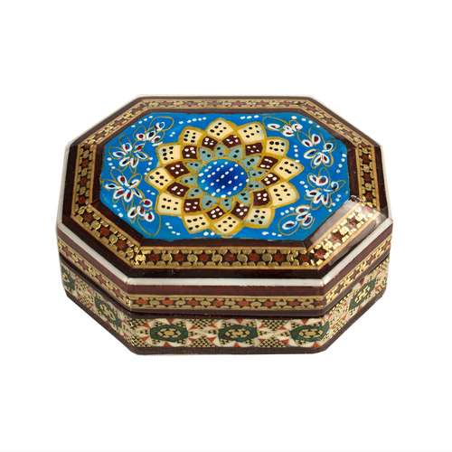 جعبه خاتم کاری طرح شمسه تذهیب کد 8-1