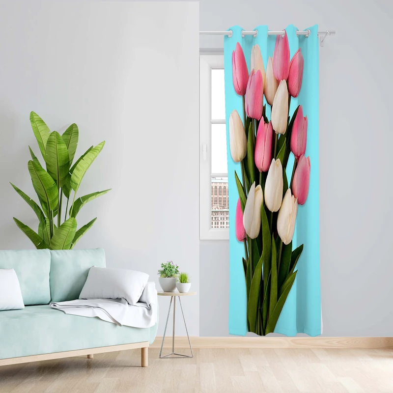 پرده طرح لاله مدل مخمل پانچی کد 5519R z سایز 140x200 سانتی متر