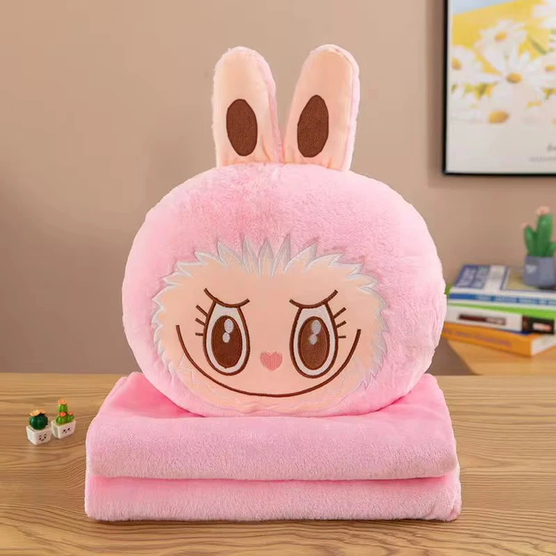 عروسک مدل لبوبو طرح بالشتی کد JI110 ارتفاع ۴۰ سانتی متر به همراه پتو