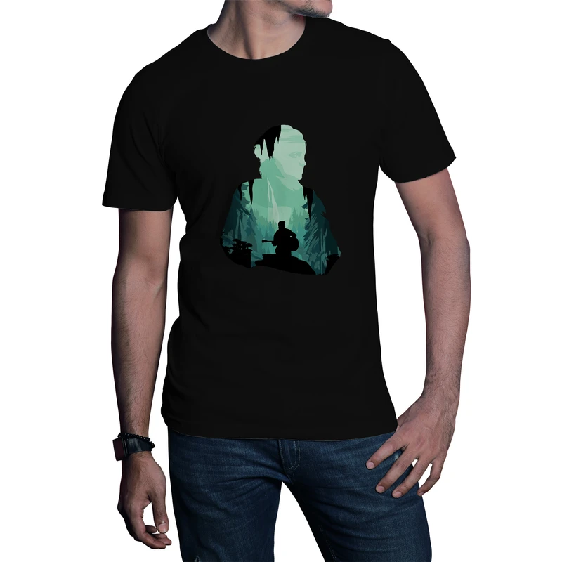 تیشرت آستین کوتاه مردانه طرح لست آف آس رنگ مشکی