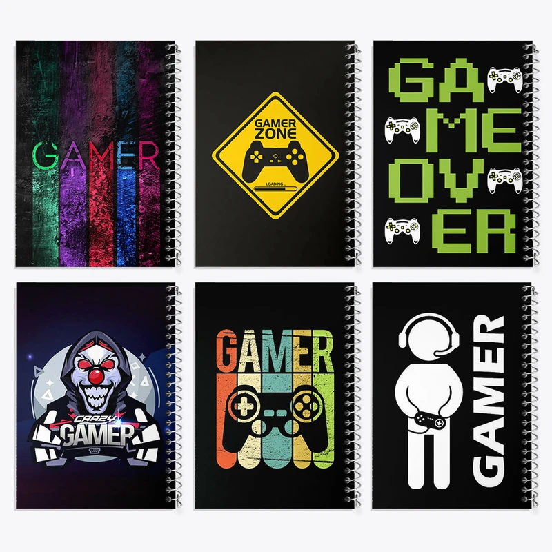 دفتر مشق 50 برگ خندالو طرح گیمر (Gamer) کد 506 مجموعه 6 عددی