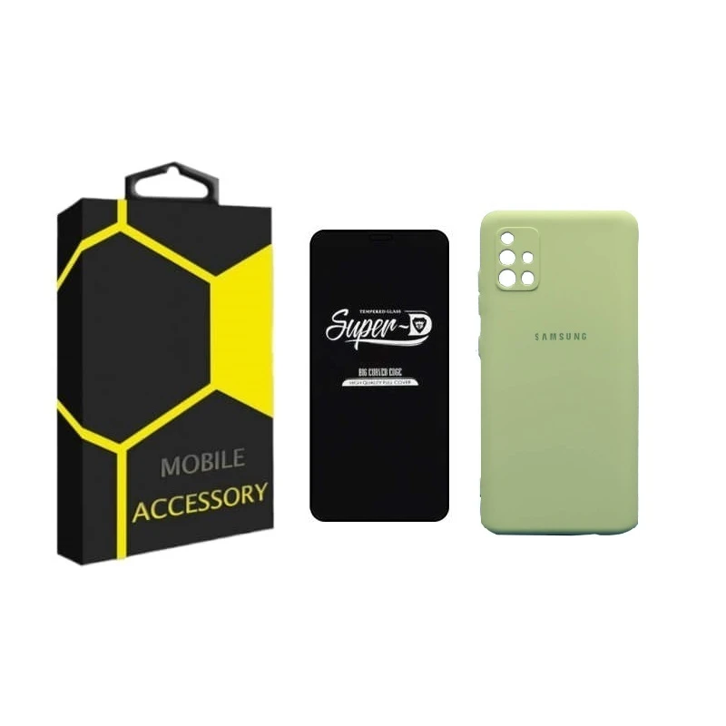 کاور مدل silicon مناسب برای گوشی موبایل سامسونگ Galaxy A51 به همراه محافظ صفحه نمایش