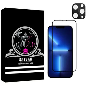 محافظ لنز دوربین ساتیان مدل 3D مناسب برای گوشی موبایل اپل Iphone 13Pro Max به همراه محافظ صفحه نمایش