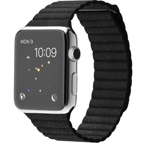 ساعت هوشمند اپل واچ مدل 42mm Stainless Steel Case with Black Leather Loop