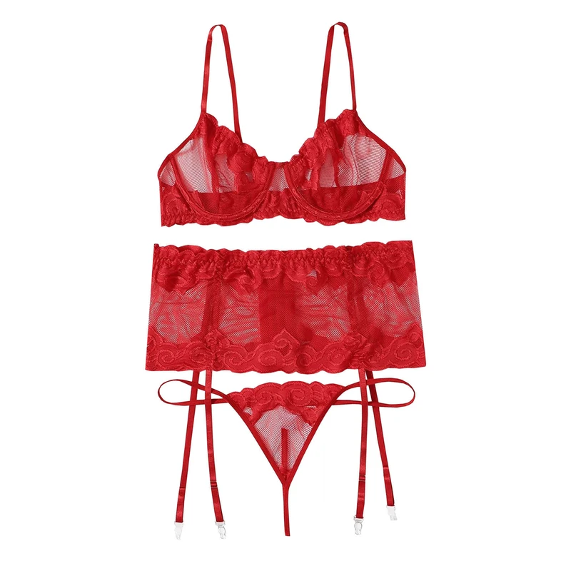 ست شورت و سوتین زنانه مدل X001GN همراه با نگهدارنده جوراب