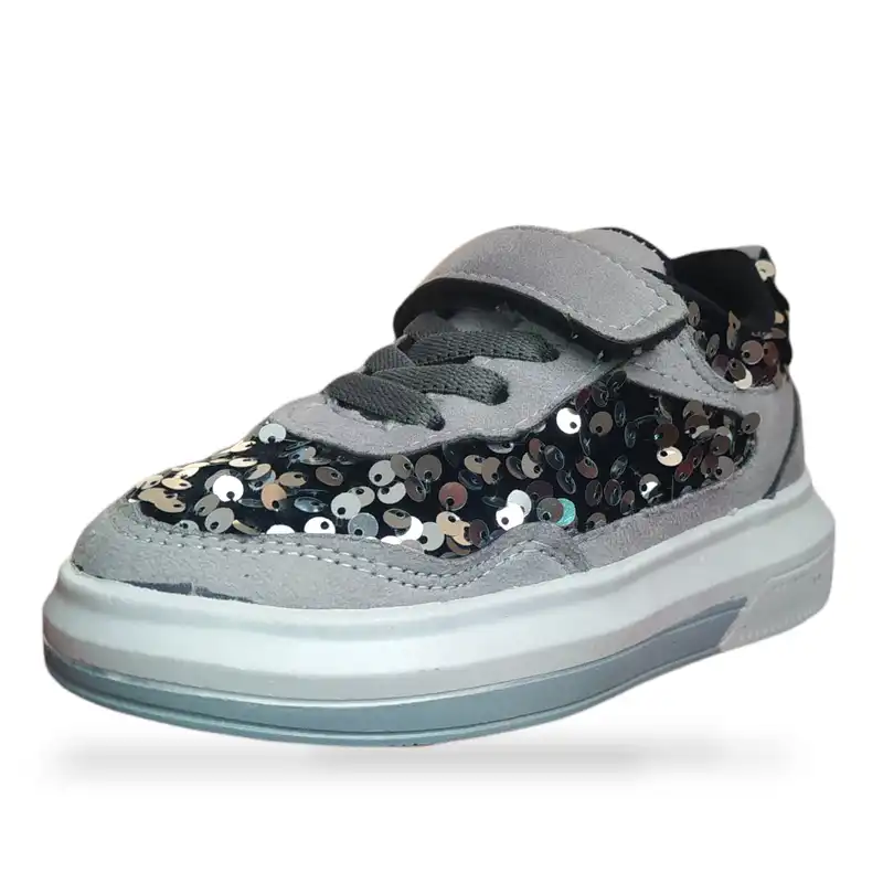 کفش راحتی بچگانه مدل پولک دار کد JN-PLGRY