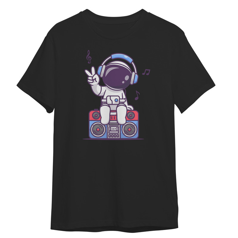 تی شرت آستین کوتاه مردانه مدل فضانورد و موزیک کد 501 رنگ مشکی