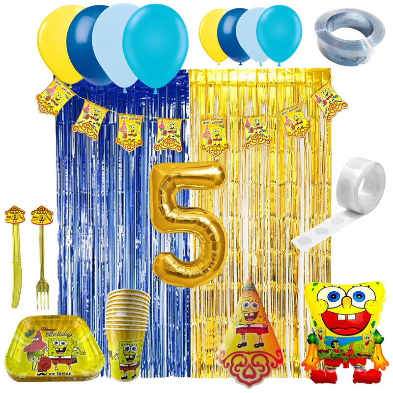 مجموعه 124 عددی تم تولد مستر تم طرح باب اسفنجی سوپر پلاس کد 5