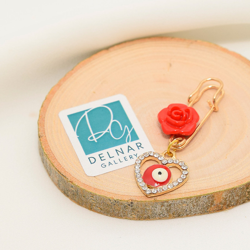 سنجاق سینه دخترانه دلنار گالری مدل قلب و چشم نظر