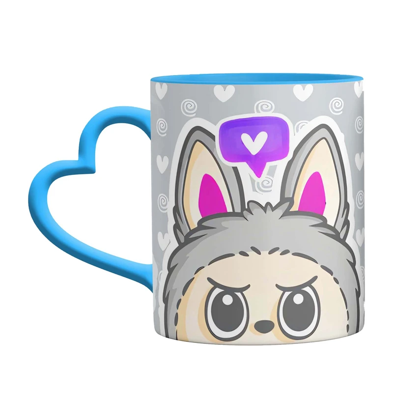 ماگ مدل لبوبو LABUBU دسته قلبی کد 9180