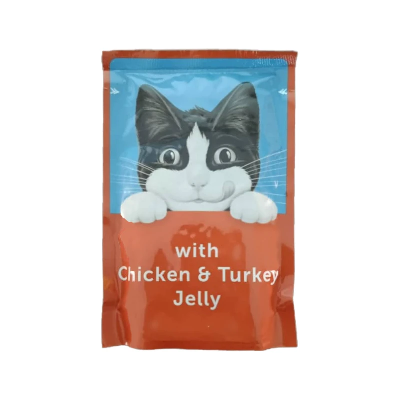 پوچ گربه بالغ فلیکس مدل Chicken & Turkey in Jelly طعم مرغ و بوقلمون وزن 85 گرم