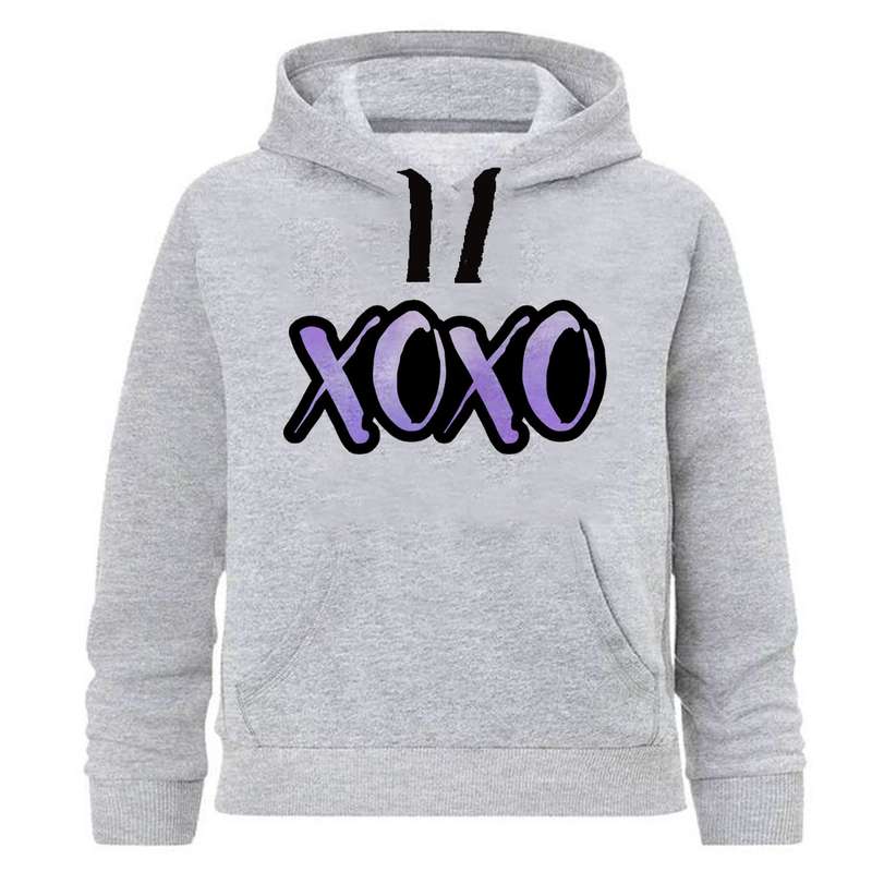 هودی پسرانه طرح XOXO کد J91 رنگ طوسی