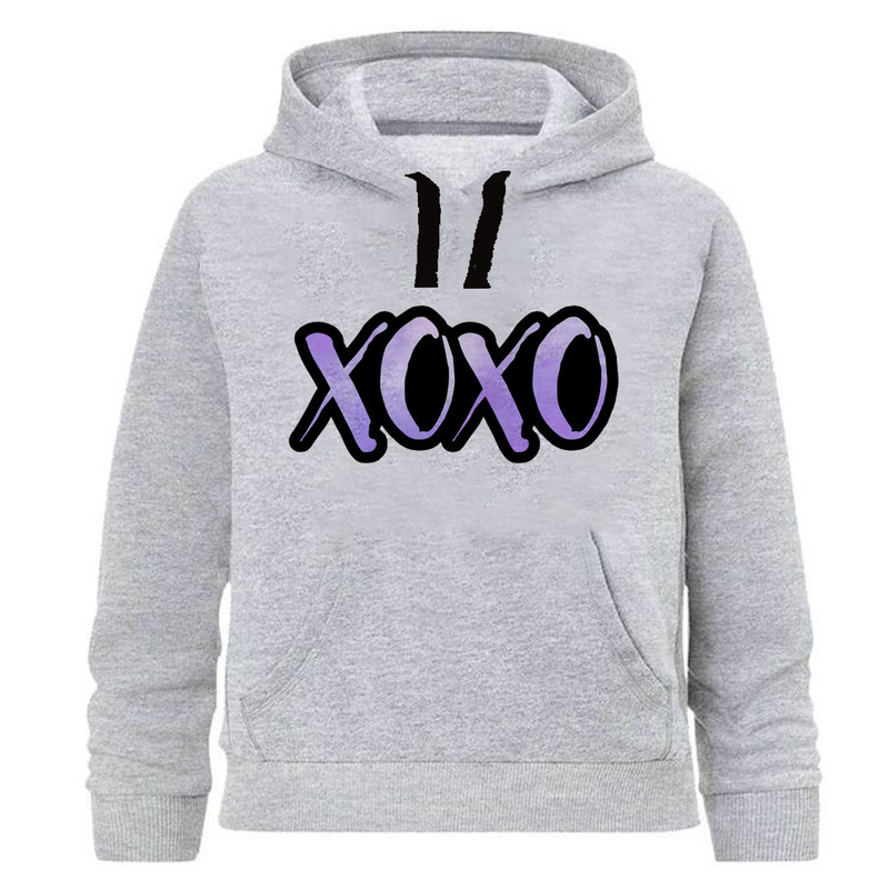 هودی پسرانه طرح XOXO کد J91 رنگ طوسی
