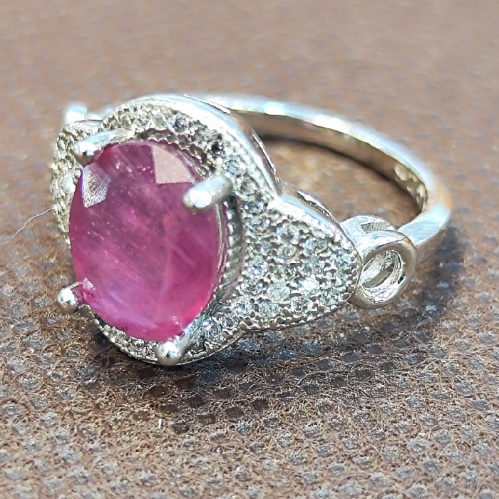 انگشتر نقره زنانه مدل یاقوت سرخ آفریقایی کد 504