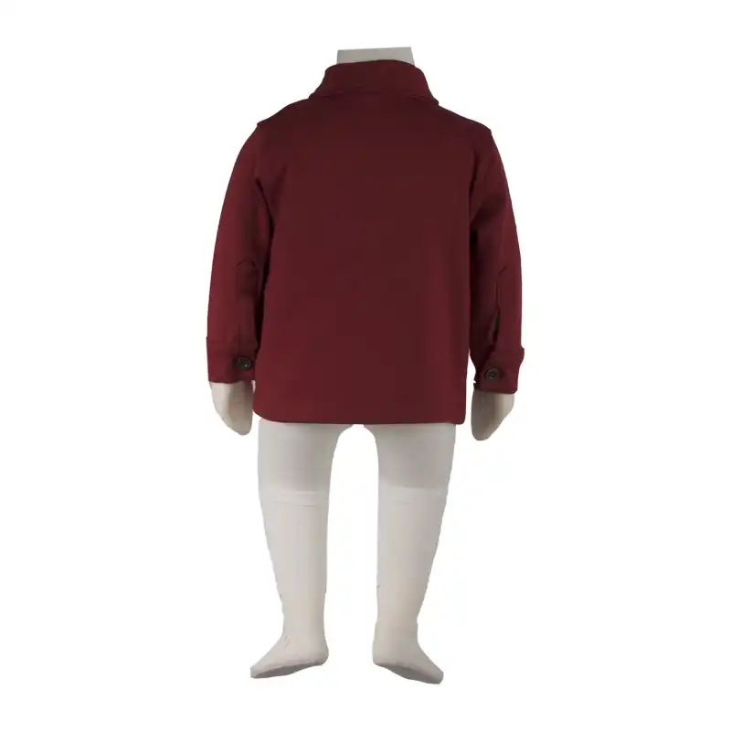 شومیز نوزادی آدمک مدل جیب دار کد 148768 رنگ زرشکی