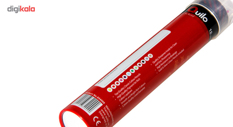 مداد رنگی 12 رنگ استوانه‌ای کوییلو کد 634009