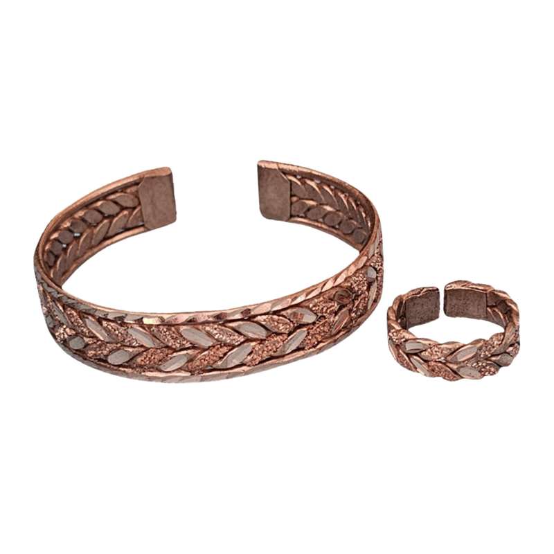 ست انگشتر و دستبند دست ساز زنانه مدل مسی کد S333