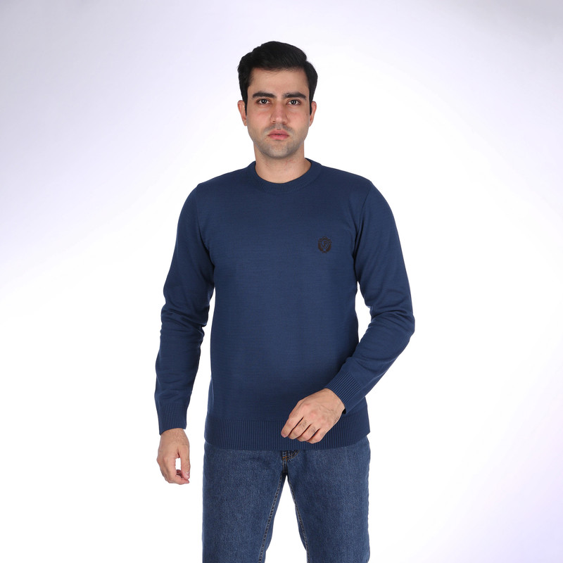 پلیور مردانه تریکو پاییزان مدل PR700 رنگ آبی نفتی