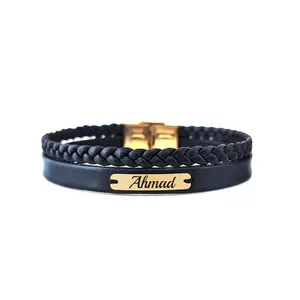 دستبند طلا 18 عیار مردانه لیردا مدل اسم احمد کد 038 X