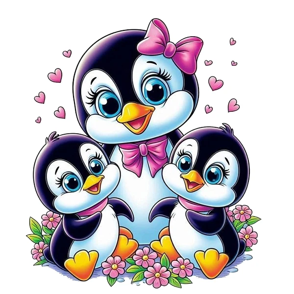 استیکر پارچه و لباس پاد آفرین طرح پنگوئن های بامزه کد 1230